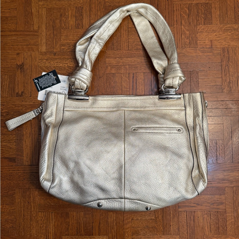 b. makowsky Metallic Champagne Leather Shoulder Bag - Picture 6 of 8